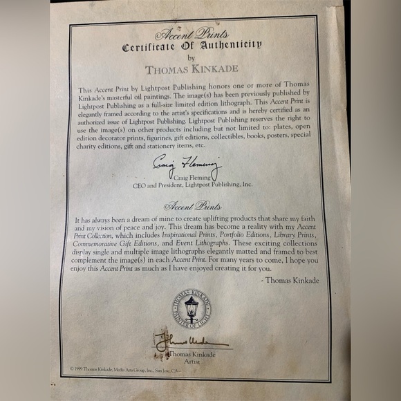 Thomas Kinkade “The Garden of Prayer” 5x7 Oil Painting w/ COA - Picture 4 of 5